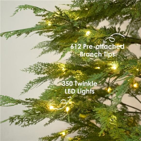 Christmas Decorations - 7.5 Ft Pre-Lit Twinkle Christmas Cypress Tree - - Picture 4 of 7
